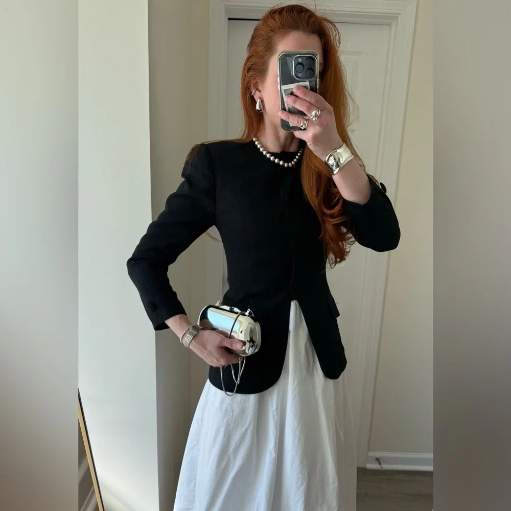 Vintage RENLYN NY Classic Wool Bkack Blend Blazer Jacket-made in USA size 2-4 - Picture 5 of 9